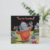 Eddie-Elefant, der ein Party hat Einladung (Stehend Vorderseite)