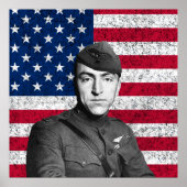 Eddie Rickenbacker und die amerikanische Flagge Poster (Vorne)