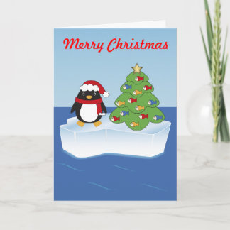 Eddie the Penguin und sein Weihnachtsbaum Feiertagskarte