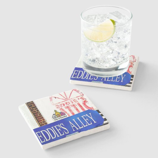 Eddie's Attic Untersetzer, Eddie's Attic Decatur, Steinuntersetzer (Seitenansicht)