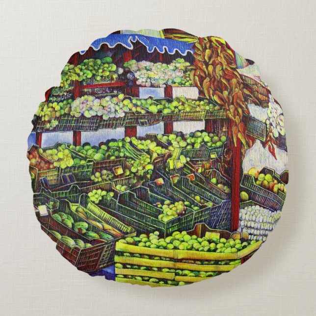 Eddie's Market, Ungarn Rundes Kissen (Vorderseite)