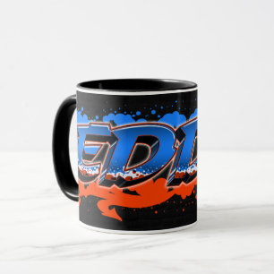 Eddy Vorname Name Graffiti blue orange Tasse