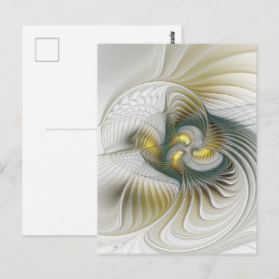 Edel Golden Türkis Abstrakt Fantasy Fraktal Kunst Postkarte