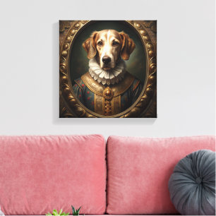 Edel-Renaissance-Hundportrait in Vintagen Rahmen Leinwanddruck