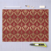 Edel Rot und Gold Herzchen Valentine's Damask Seidenpapier (Handwerk)