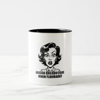 Edelboutique außen, innen Flohmarkt-Charakter Zweifarbige Tasse