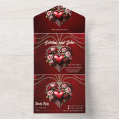 Edeles gotisches Herz mit Blume. All In One Einladung (Innen Boden)