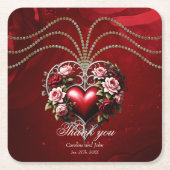 Edeles gotisches Herz mit Blume. Rechteckiger Pappuntersetzer (Vorderseite)