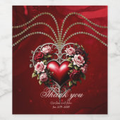 Edeles gotisches Herz mit Blume. Weinetikett (Einzelnes Label)