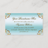 Edelgolddekor Eisblau mit Monogram beeindruckend Visitenkarte (Rückseite)