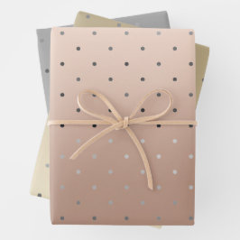 Edelgolddots aus Silber und Rose  Geschenkpapier Set