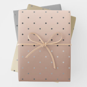 Edelgolddots aus Silber und Rose Geschenkpapier Set