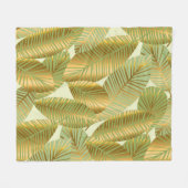 Edelgoldfarbene exotische Blätter auf Blu Fleecedecke (Vorderseite (Horizontal))
