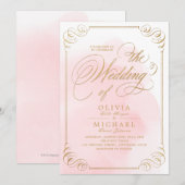 Edelgoldfarbene Hochzeit im Jahrtausend Einladung (Vorne/Hinten)