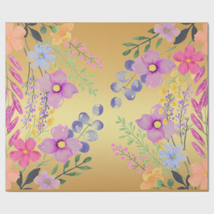 Edelgoldrosa Lila Blumenwackelpapier Geschenkpapier