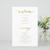 Edelgoldtypografie-Hochzeitsprogramm (Stehend Vorderseite)