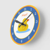 Edelgummi Ente Blau und Gelb Runde Wanduhr (Winkel)