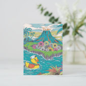 Edelgummi-Ente vor einem Vulkan Postkarte (Stehend Vorderseite)