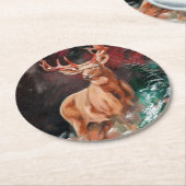 Edelhert - Red Deer Coaster Runder Pappuntersetzer (Angewinkelt)