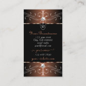 Edelkaffee Brown Verzierte Ornamente Initialen Visitenkarte (Rückseite)