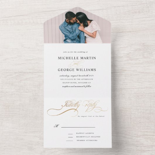 Edelkalligraphie Gold in einer Einladung (Innen Boden)