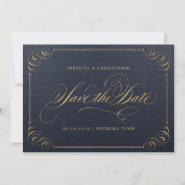 Edelkalligraphie Navy in Gold Save the Date