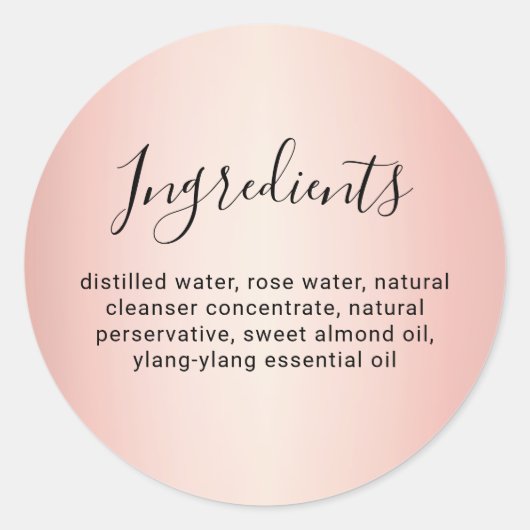 Edelkalligraphie-Rose Gold-Inhaltsverzeichnis Runder Aufkleber (Vorderseite)