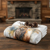 Edelklatschkunst: Holzelche Wasserfarbkunst Fleecedecke