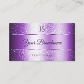 Edelle Lila Glitzer-Stangen und Monogramm Visitenkarte (Vorderseite)