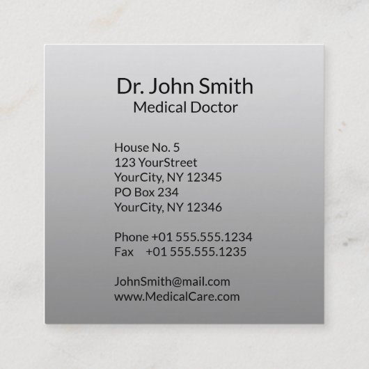 Edelle Medizin Klasse Elegantes Schwarz-weißes Asc Quadratische Visitenkarte (Rückseite)