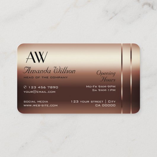 Edelle Rose Gold Decke Schimmery Diamonds Initiale Visitenkarte (Rückseite)