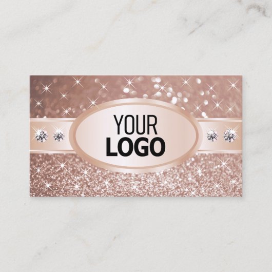 Edelle Rose Golden Glitzer Stars Diamonds Logo hin Visitenkarte (Vorderseite)