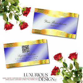 Edelle Royal Blue Shiny Gold-Grenzen mit QR-Code Visitenkarte