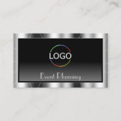 Edelle Silber Rahmen Schwarz Farbschick mit Logo Visitenkarte (Vorderseite)