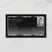 Edelle Silber Rahmen Schwarz Gradient Chic mit Fot Visitenkarte (Rückseite)