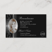 Edelleder-Schwarz-weiß-gequiggelte Juwelen-Logo un Visitenkarte (Rückseite)