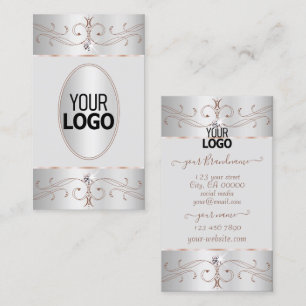 Edelleder Silver Rose Gold Verzierte Ornamente mit Visitenkarte