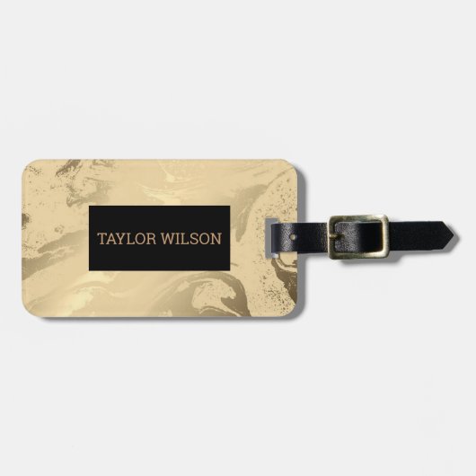 Edelmarmor, Gold und Schwarz Gepäckanhänger (Vorderseite horizontal)