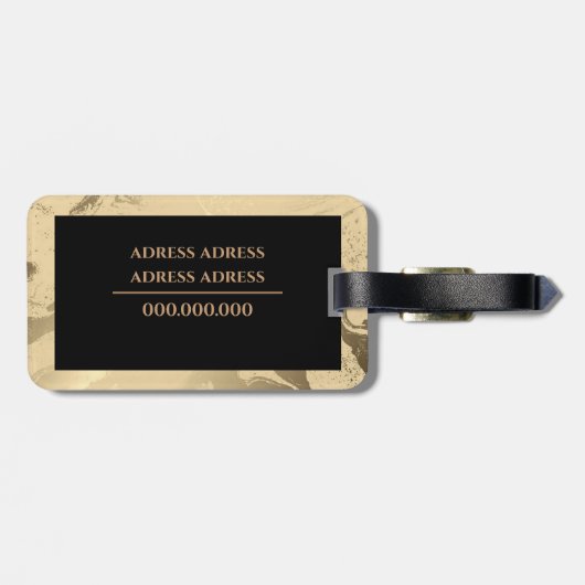 Edelmarmor, Gold und Schwarz Gepäckanhänger (Rückseite horizontal)