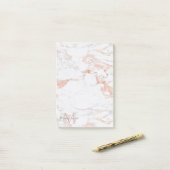 Edelmarmor und Rose-Goldfolie-Monogramm Post-it Klebezettel (Auf Schreibtisch)