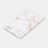 Edelmarmor und Rose-Goldfolie-Monogramm Post-it Klebezettel (angewinkelt)