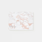 Edelmarmor und Rose-Goldfolie-Monogramm Post-it Klebezettel (Vorderseite)