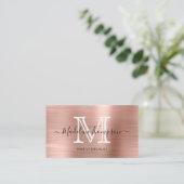 Edelmetall-gebürstete Rose Gold Monogramm Visitenkarte (Stehend Vorderseite)