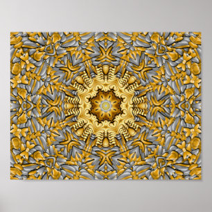 Edelmetall Gold Silber Vintage Kaleidoskop Poster