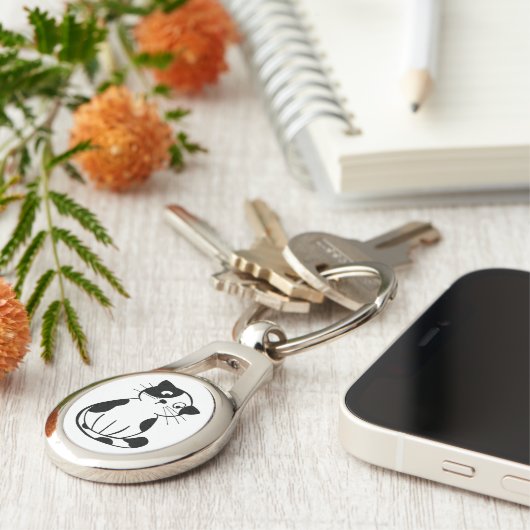 Edelmetall-Schlüsselanhänger mit Niedlichem Katzen Schlüsselanhänger (Seite)