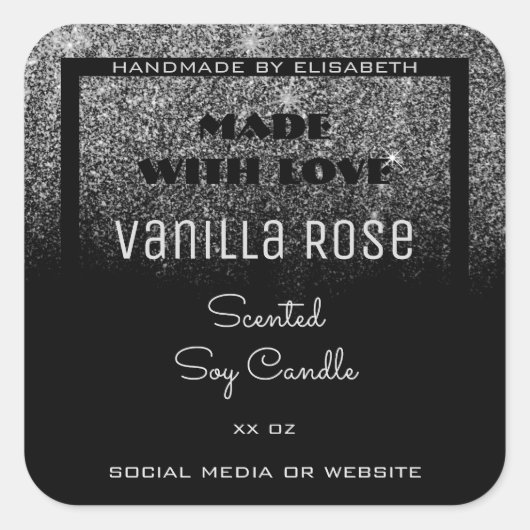 Edelproduktkennzeichnungen Schwarz und Silberner G Quadratischer Aufkleber (Vorderseite)