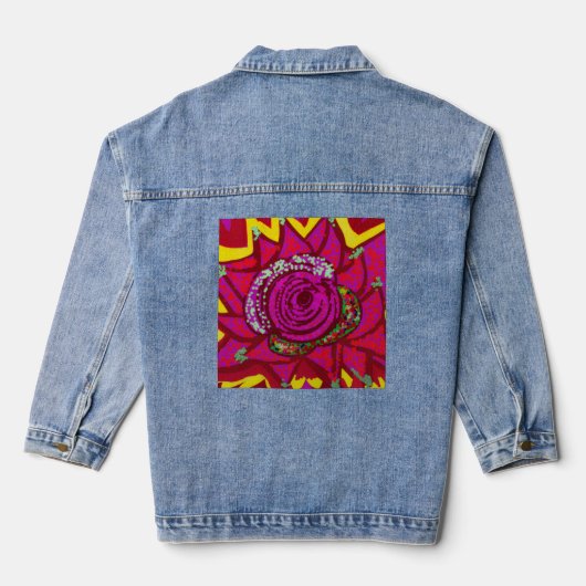 Edelrose in Flammen Jeansjacke (Rückseite)