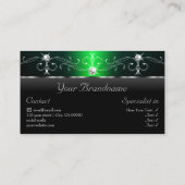 Edelschwarz-grüne gequigelte Juwelen mit Foto Visitenkarte (Rückseite)