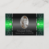 Edelschwarz-grüne gequigelte Juwelen mit Foto Visitenkarte (Vorderseite)