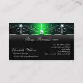 Edelschwarz und grün gequigelte Juwelen mit Logo Visitenkarte (Rückseite)